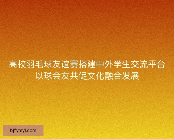高校羽毛球友谊赛搭建中外学生交流平台以球会友共促文化融合发展